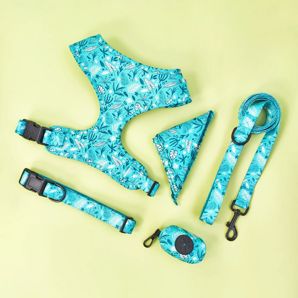 Luxury Dog Harness, Collar & Leash. Accessories Polyester Adjustable Pet Vest Harness Set For Small Medium Large Dogs