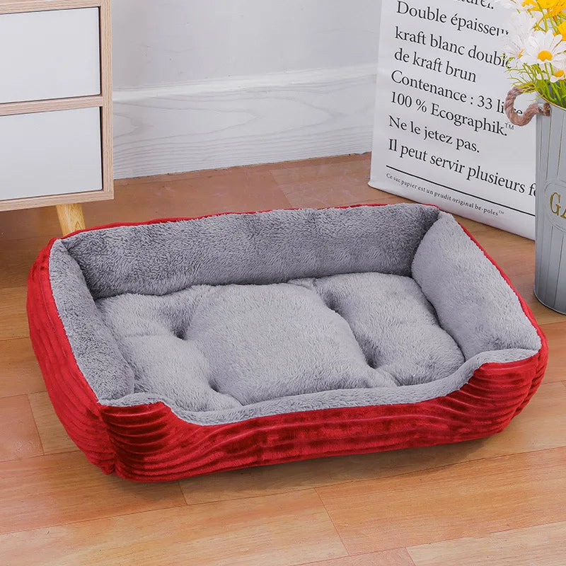 Color Square Winter Soft Warm Dog Bed.