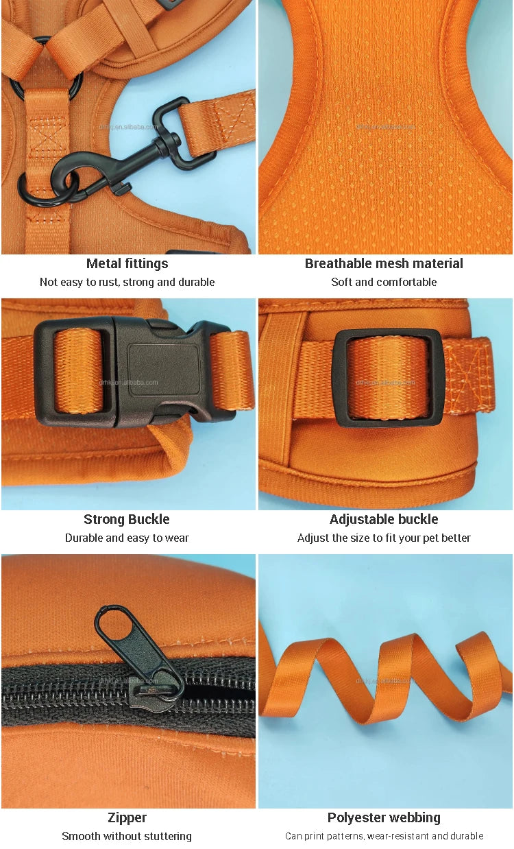 Luxury Dog Harness, Collar & Leash. Accessories Polyester Adjustable Pet Vest Harness Set For Small Medium Large Dogs