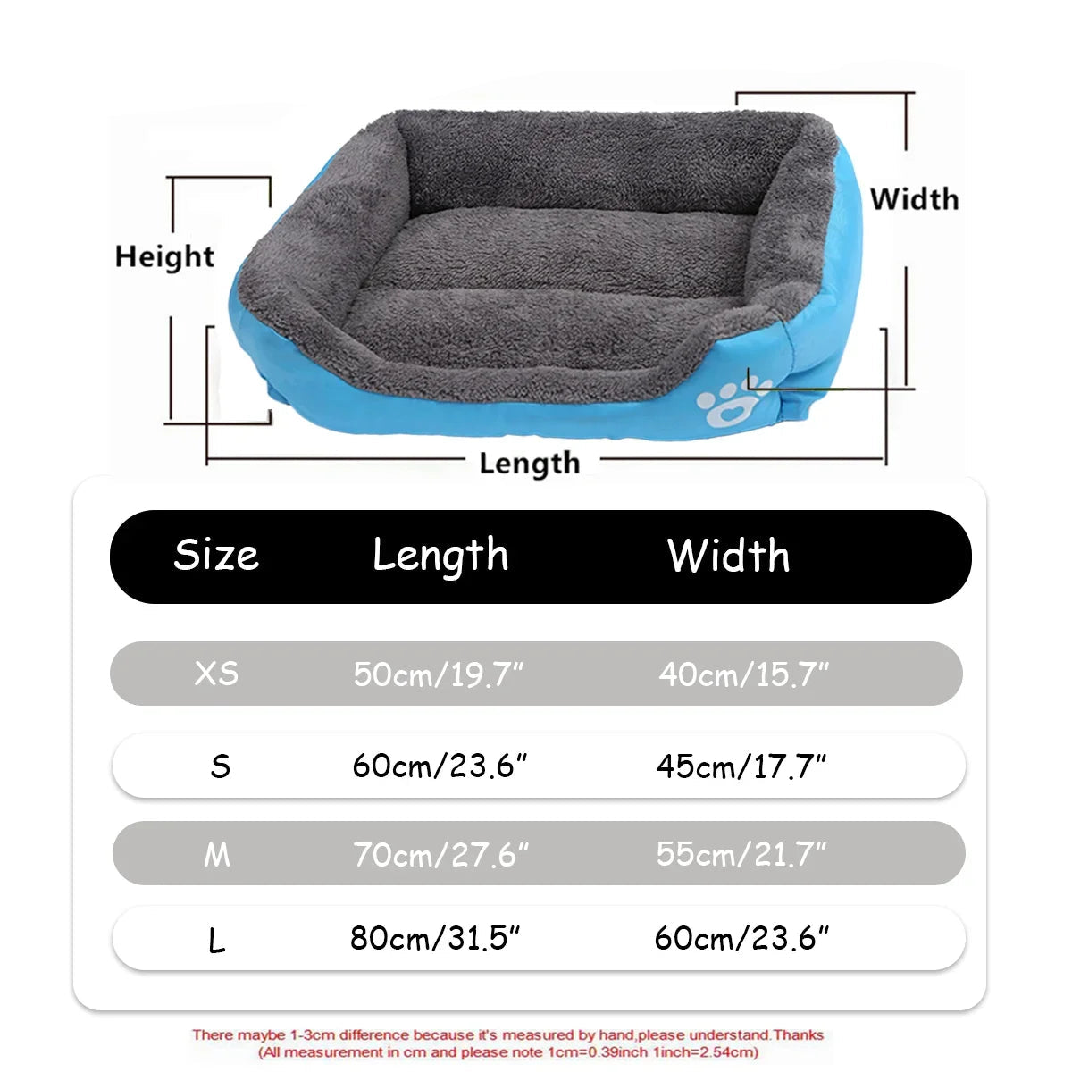 Square Winter Soft Warm Dog Bed