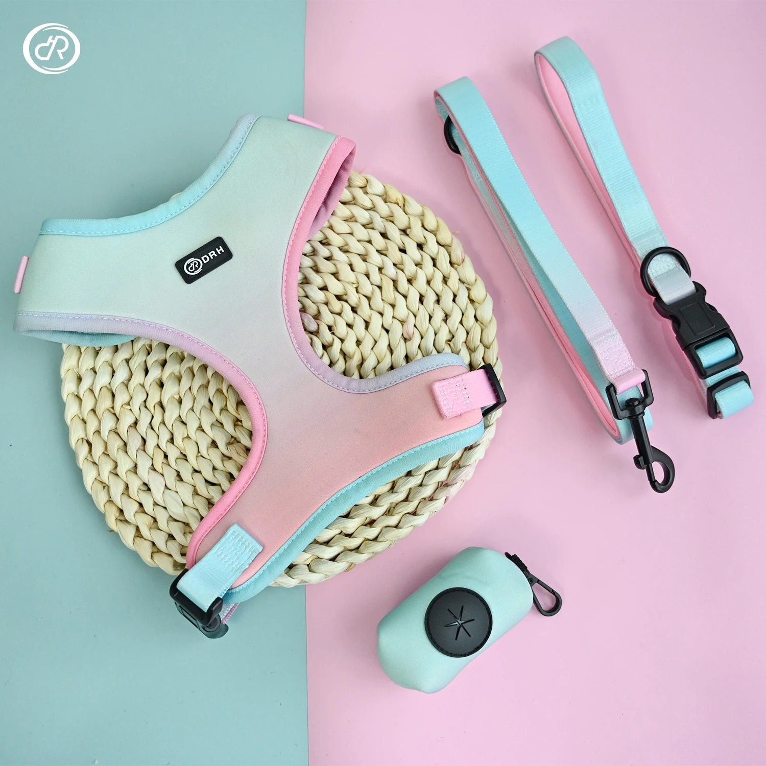 Luxury Dog Harness, Collar & Leash. Accessories Polyester Adjustable Pet Vest Harness Set For Small Medium Large Dogs