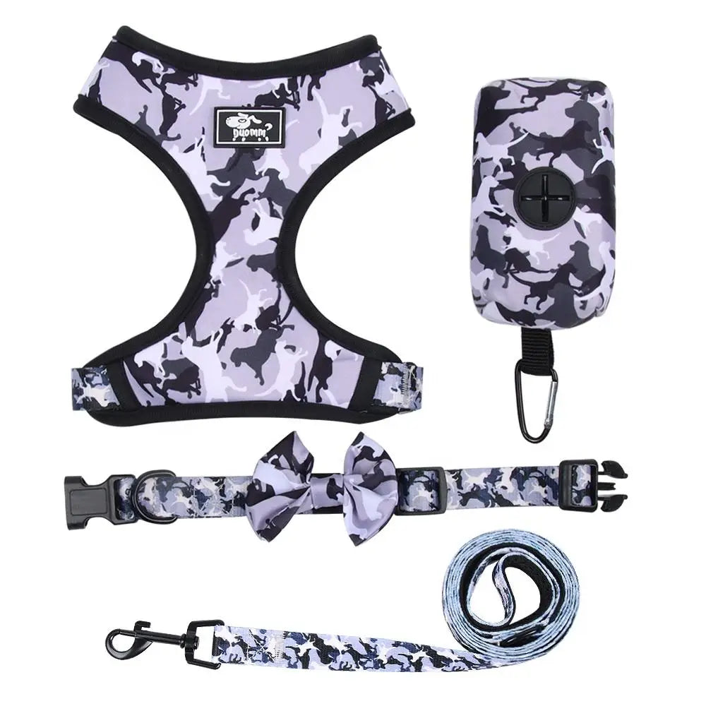 Luxury Dog Harness, Collar & Leash. Accessories Polyester Adjustable Pet Vest Harness Set For Small Medium Large Dogs