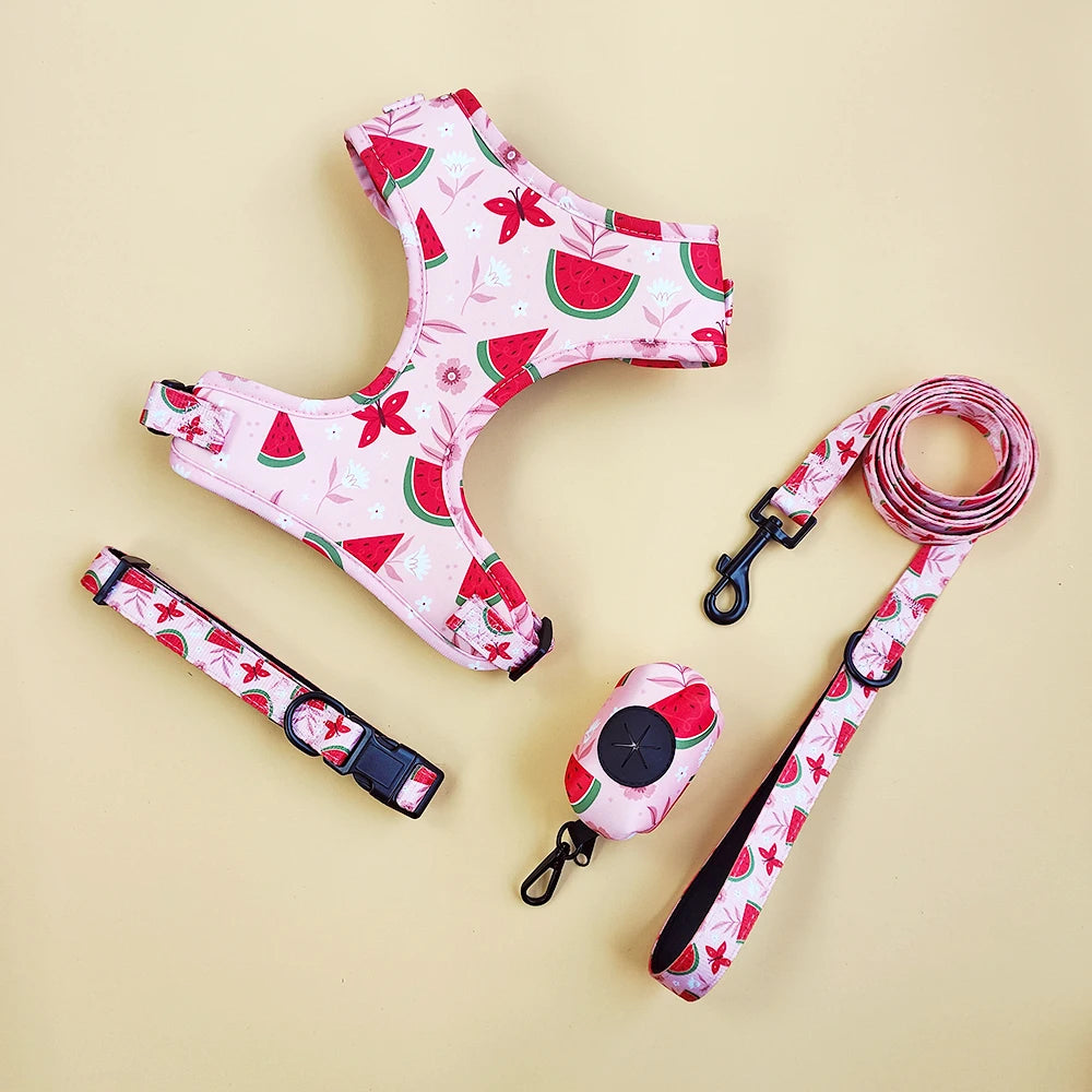 Luxury Dog Harness, Collar & Leash. Accessories Polyester Adjustable Pet Vest Harness Set For Small Medium Large Dogs